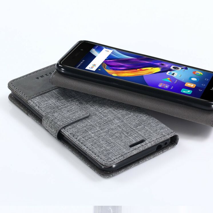 Чехол-книжка MUXMA Canvas Diary для Sony Xperia XZ2 Compact - Grey: фото 6 из 14