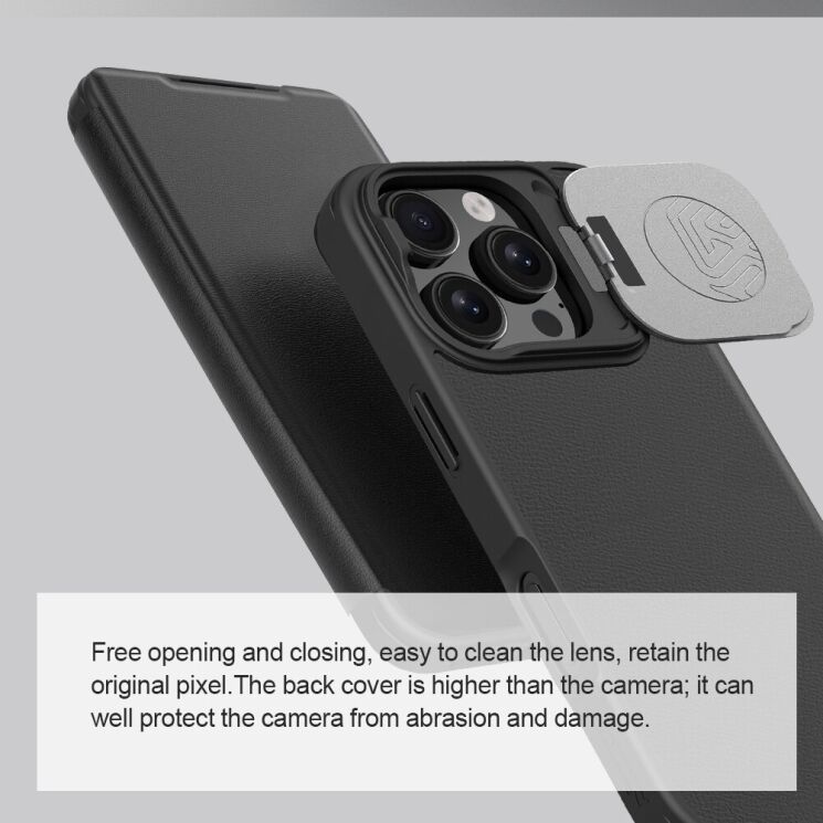 Чохол-книжка NILLKIN Qin Prop Leather Case для Apple iPhone 16 Pro - Black: фото 14 з 17