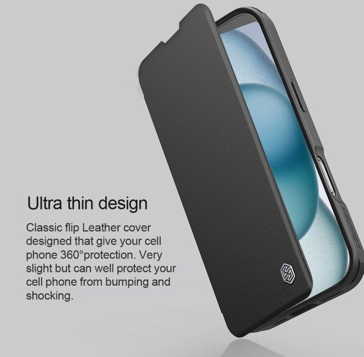 Чохол-книжка NILLKIN Qin Prop Leather Case для Apple iPhone 16 Pro - Black: фото 12 з 17