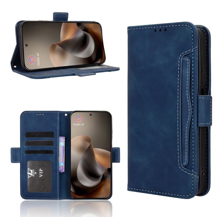 Чохол-книжка з кишеньками Deexe Wallet Stand для Motorola Moto G77 - Blue: фото 8 з 15