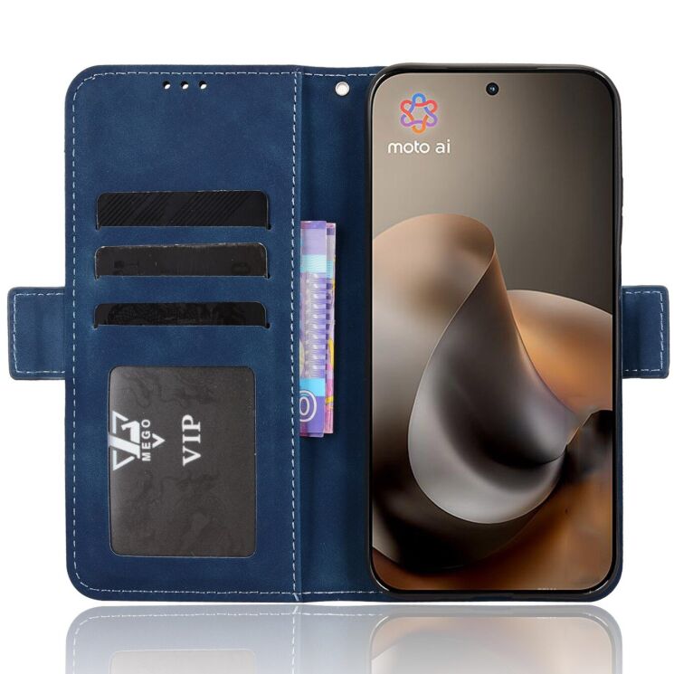 Чохол-книжка з кишеньками Deexe Wallet Stand для Motorola Moto G77 - Blue: фото 5 з 15