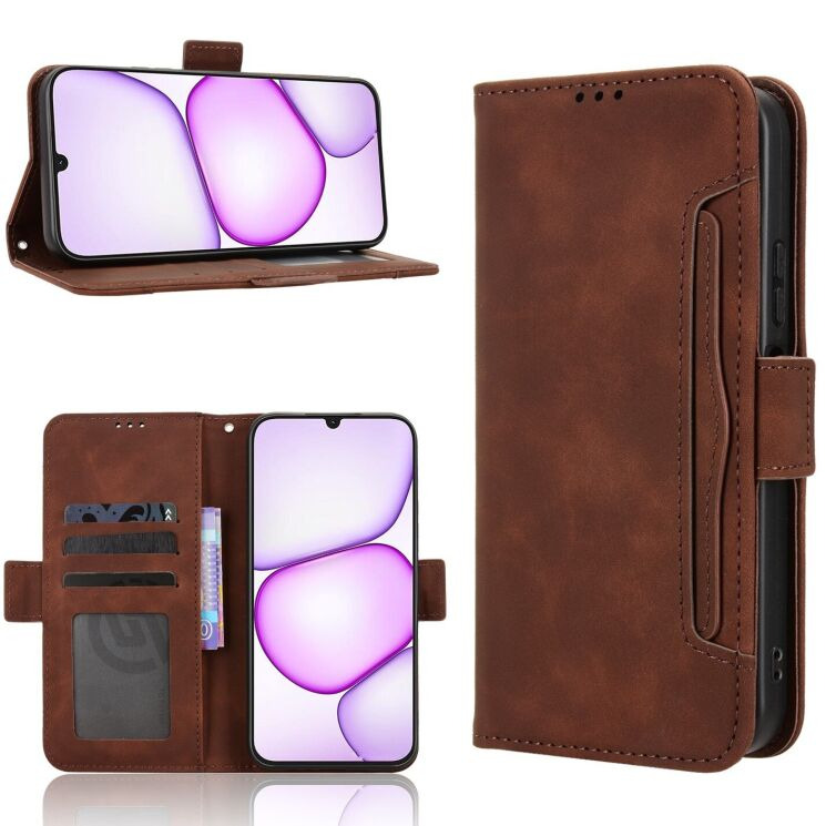 Чохол-книжка з кишеньками Deexe Wallet Stand для Realme C100i - Brown (412504Z) Чохол-книжка з кишеньками Deexe Wallet Stand для Realme C100i - Brown: фото 8 з 15