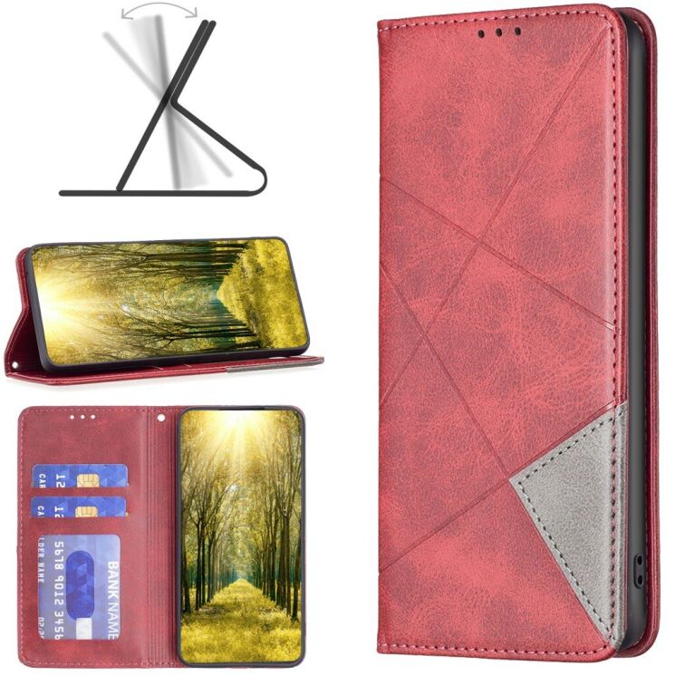 Чехол-книжка с карманами UniCase Geometric Pattern для Google Pixel 10a - Red: фото 4 из 10