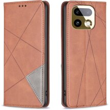 Чехол-книжка с карманами UniCase Geometric Pattern для Realme 16 Pro - Brown: фото 1 из 12