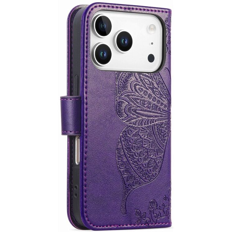 Чохол-книжка з малюнком UniCase Butterfly Pattern для iPhone 18 Pro / 17 Pro - Dark Purple: фото 6 з 9