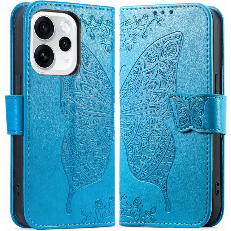 Чехол-книжка с рисунком UniCase Butterfly Pattern для OPPO Reno 15 F/FS - Blue: фото 1 из 8