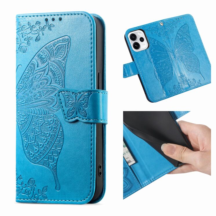 Чехол-книжка с рисунком UniCase Butterfly Pattern для OPPO Reno 15 F/FS - Blue: фото 3 из 8
