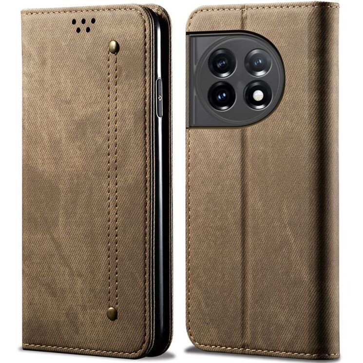 Чехол-книжка UniCase Jeans Wallet для OnePlus 11 - Khaki: фото 1 из 7
