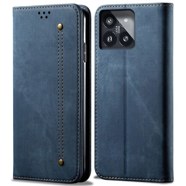 Чехол-книжка UniCase Jeans Wallet для Xiaomi 14 Pro - Blue: фото 1 из 6