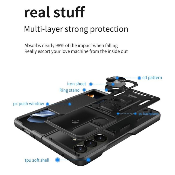 Чехол (PC+TPU) с подставкой Deexe Armor Shield (FF) для Samsung Galaxy Fold 8 Ultra - Green: фото 9 из 11