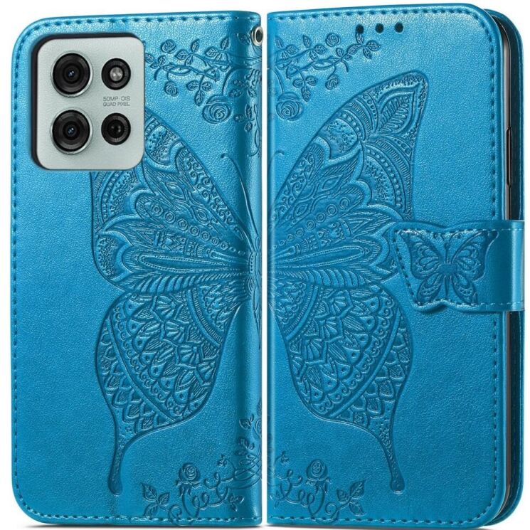 Чехол UniCase Butterfly Pattern для Motorola Moto G75 - Blue: фото 1 из 10