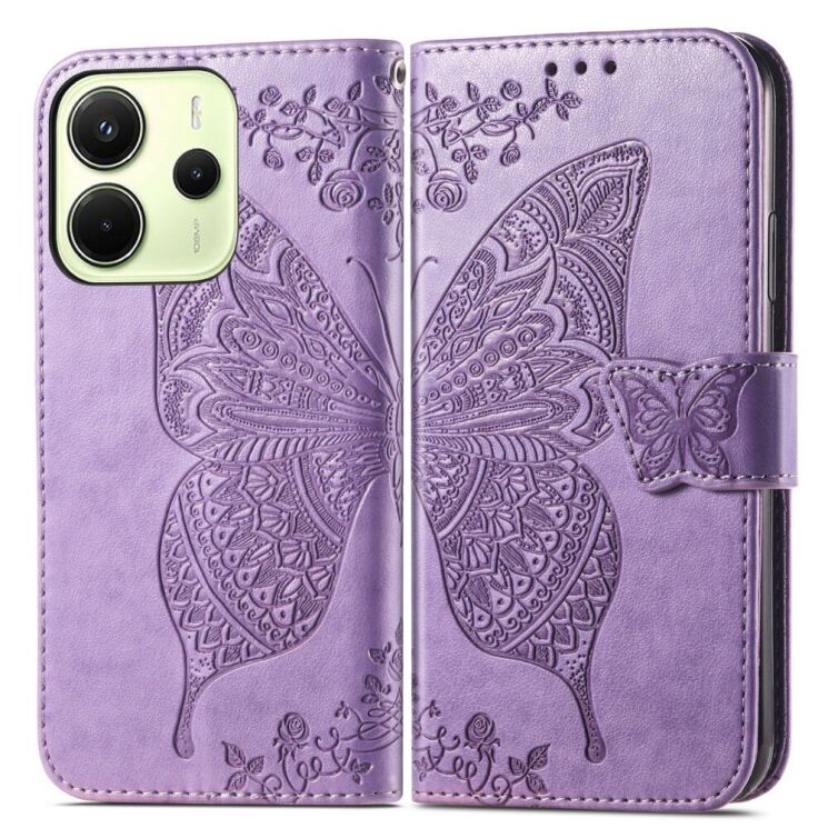 Чехол UniCase Butterfly Pattern для Xiaomi Redmi Note 14 4G - Light Purple: фото 2 из 12