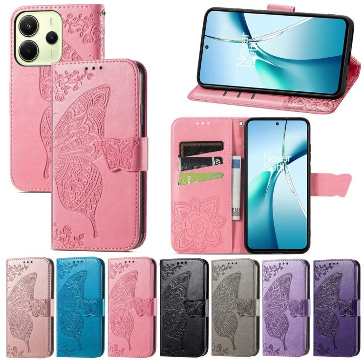 Чехол UniCase Butterfly Pattern для Xiaomi Redmi Note 14 4G - Blue: фото 7 из 11