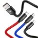 Кабель Baseus Three Primary Colors 3-in-1 USB to Lightning + Micro + Type-C (3.5A, 30cm) CAMLT-ASY01 - Black (895889B). Фото 4 з 21