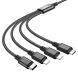 Кабель Hoco X76 4 в 1 USB to Lightning+Lightning+Type-C+MicroUSB (1m) - Black (896125B). Фото 3 из 8
