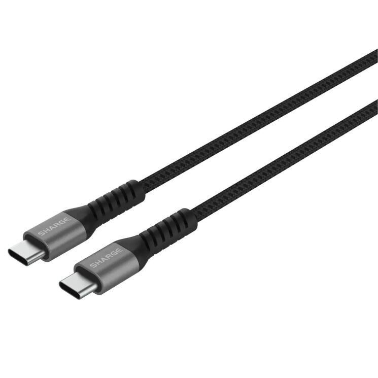 Кабель Sharge Braided Type-C to Type-C (240W, 1.5m) - Black: фото 4 из 10