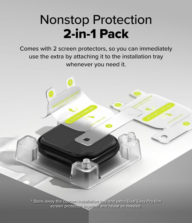 Комплект защитных пленок Ringke Dual Easy Pro Film для Apple Watch 10 / 11 46 mm (8800293851639) (364539) Комплект защитных пленок Ringke Dual Easy Pro Film для Apple Watch 10 / 11 46 mm (8800293851639): фото 5 из 15