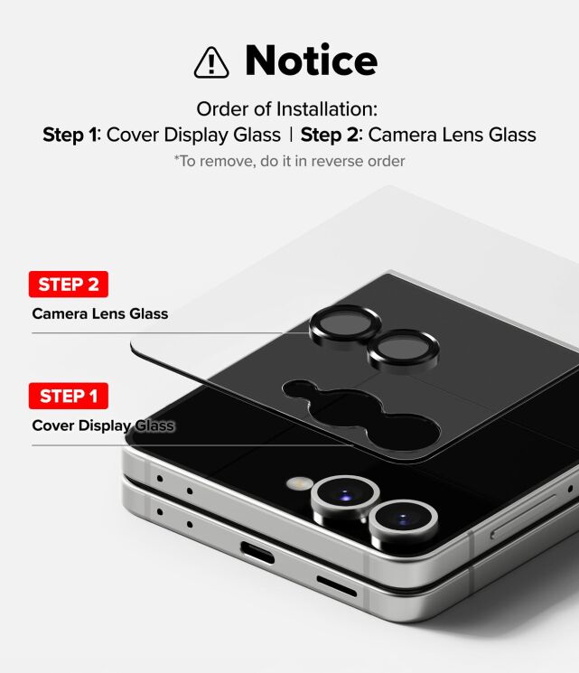 Комплект защитных стекол Ringke Camera Lens Frame Glass для Samsung Galaxy Flip 7 (8800293855927) - Black: фото 14 из 19