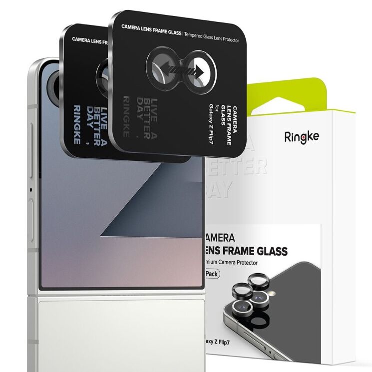 Комплект защитных стекол Ringke Camera Lens Frame Glass для Samsung Galaxy Flip 7 (8800293855927) - Black: фото 4 из 19