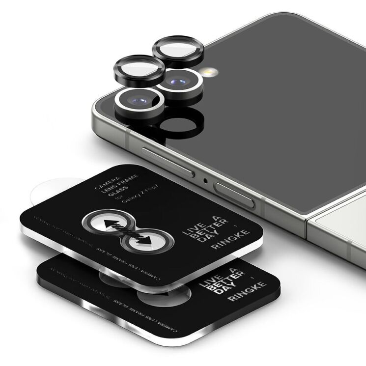 Комплект защитных стекол Ringke Camera Lens Frame Glass для Samsung Galaxy Flip 7 (8800293855927) - Black: фото 2 из 19