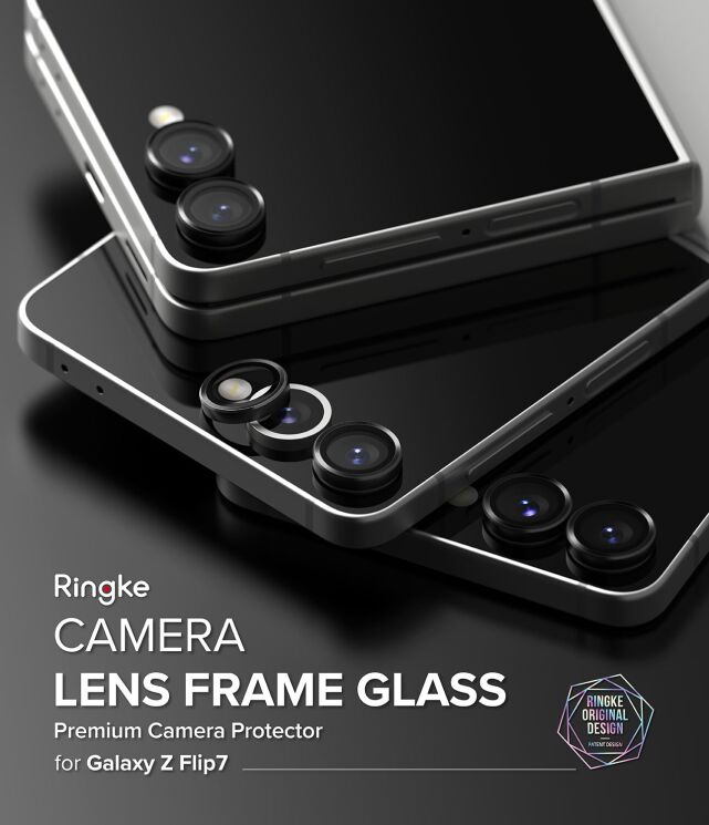 Комплект защитных стекол Ringke Camera Lens Frame Glass для Samsung Galaxy Flip 7 (8800293855927) - Black: фото 5 из 19