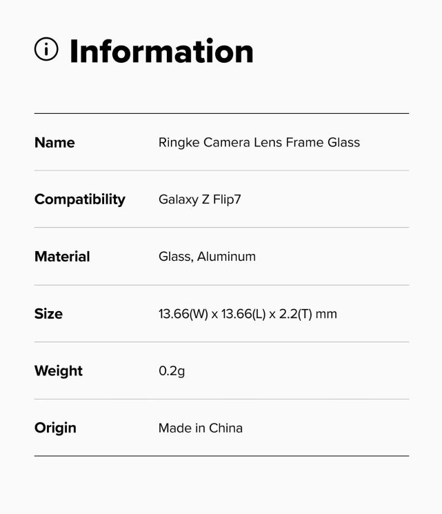 Комплект защитных стекол Ringke Camera Lens Frame Glass для Samsung Galaxy Flip 7 (8800293855927) - Black: фото 19 из 19