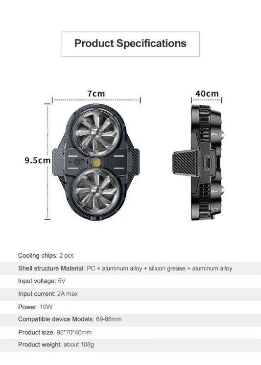 Кулер-вентилятор для смартфона Deexe X53 - Black: фото 15 из 15