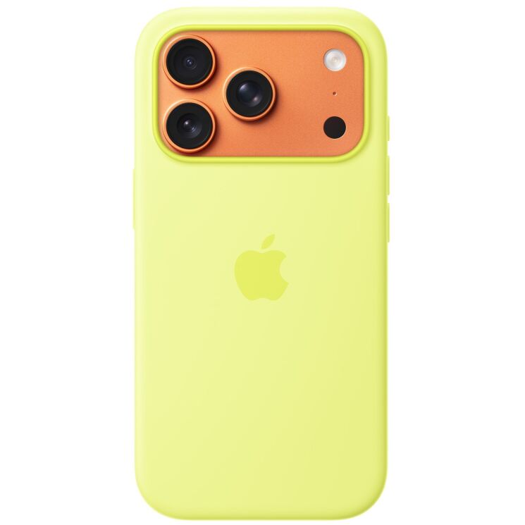 Оригинальный чехол Silicone Case with MagSafe для iPhone 17 Pro (MGFF4) - Neon Yellow: фото 2 из 4