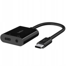 Перехідник Belkin RockStar Type-C+3.5mm to Type-C (60W, 0.12м) - Black: фото 1 з 8