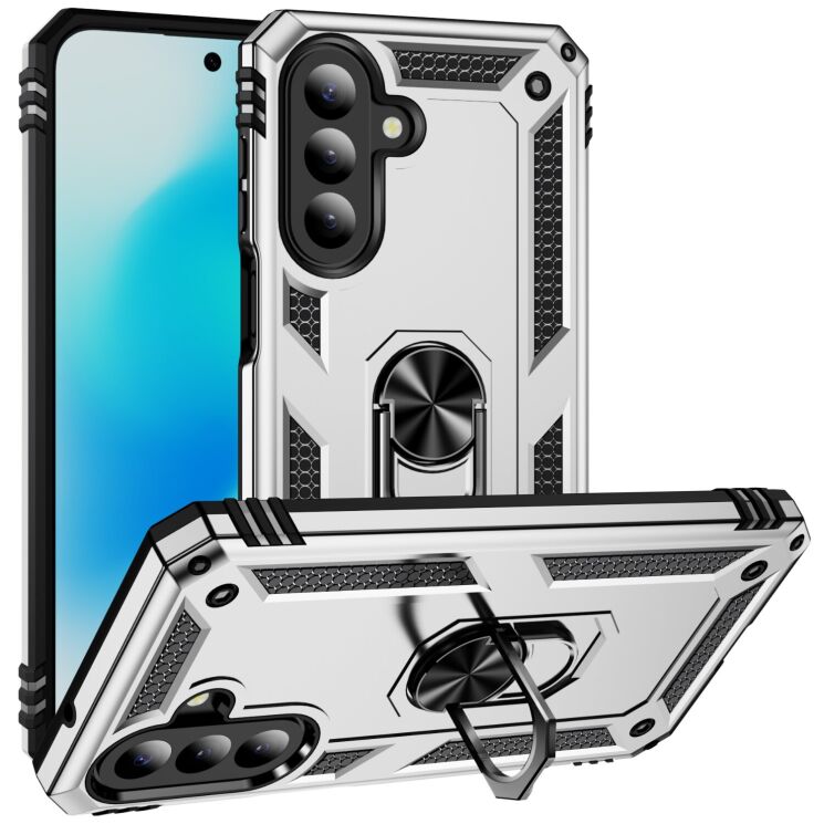 Противоударный чехол с подставкой Deexe Armor Case для Samsung Galaxy A27 (A276) - Silver: фото 1 из 7