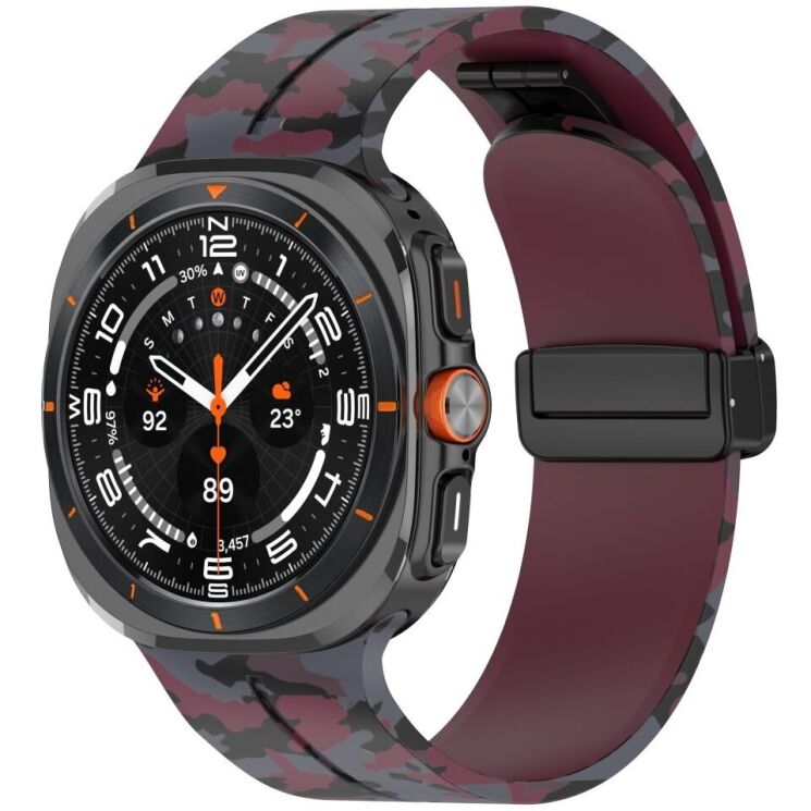 Ремешок Deexe Camouflage Pattern для Samsung Galaxy Watch Ultra (47mm) - Wine Red: фото 4 из 6