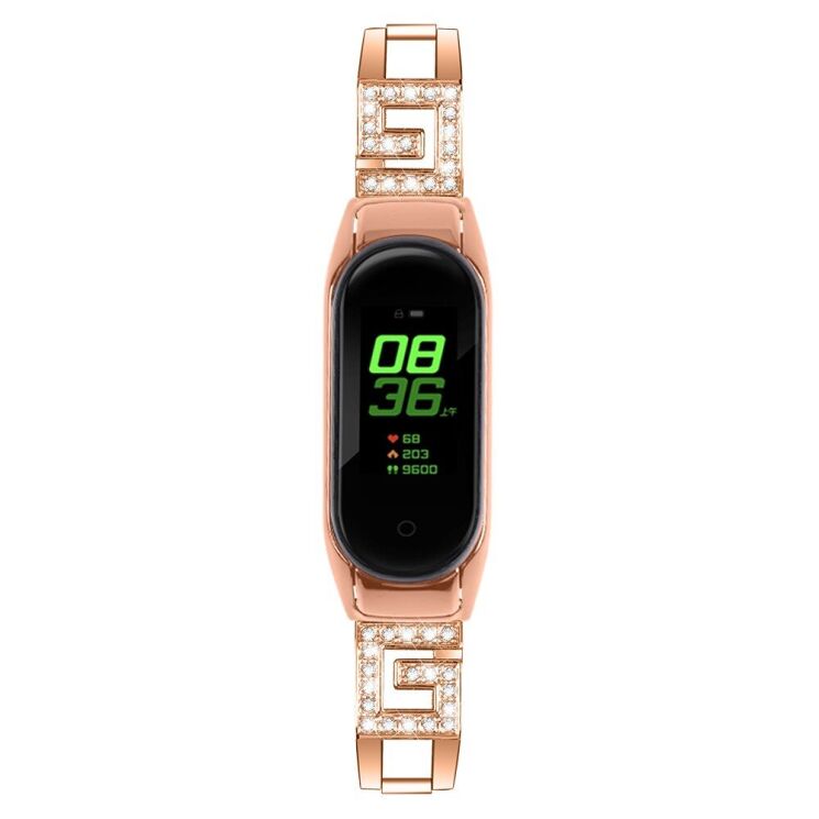 Ремешок Deexe Diamond для Xiaomi Mi Smart Band 8 / 9 - Rose Gold: фото 3 из 6