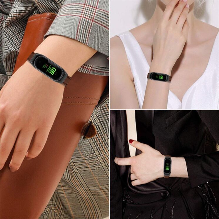 Ремінець Deexe Leather Strap для Xiaomi Mi Band 7 - Brown: фото 4 з 6