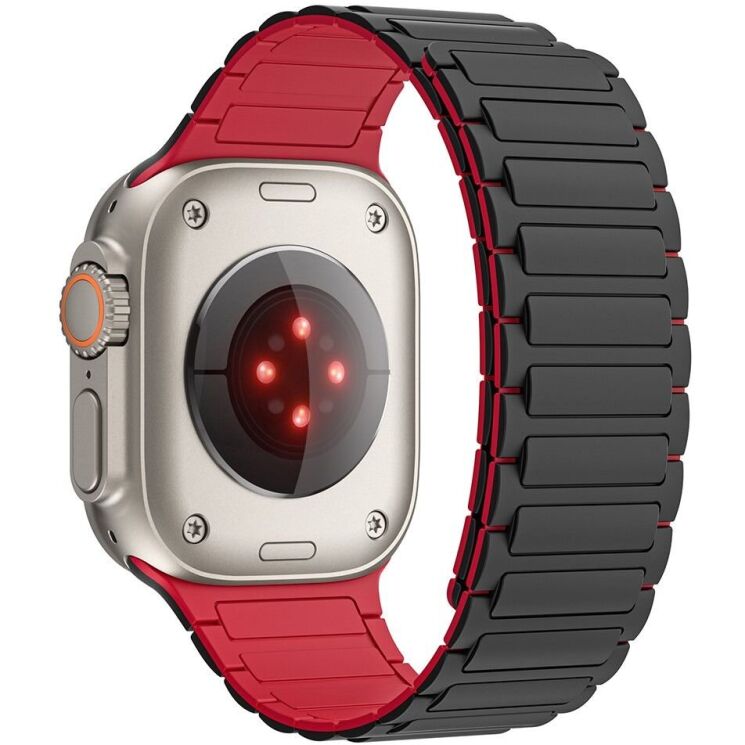 Ремешок Deexe Magnetic Band для Apple Watch 42 (Series 10) / 41 / 40 / SE 40 / 38 - Black / Red: фото 1 из 4