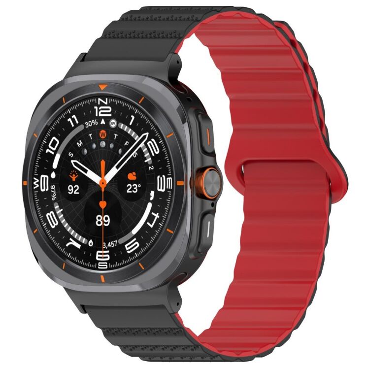 Ремешок Deexe Magnetic Strap для Samsung Galaxy Watch Ultra (47mm) - Black / Red: фото 2 из 7