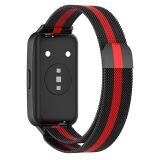 Ремінець Deexe Milanese Stainless Steel для Huawei Band 7 / Honor Band 7 - Black / Red: фото 1 з 11