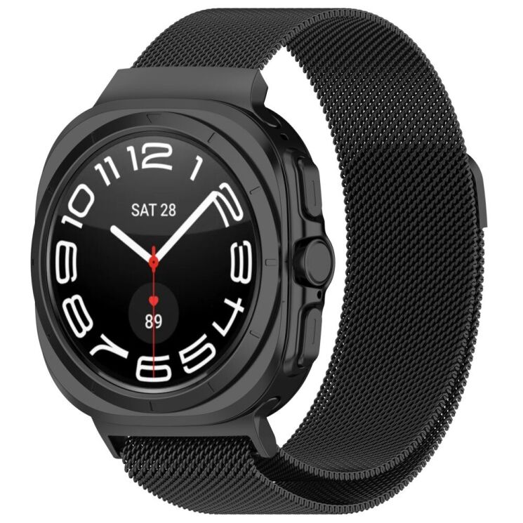 Ремешок Deexe Milanese Stainless Steel для Samsung Galaxy Watch Ultra (47mm) - Black: фото 4 из 8