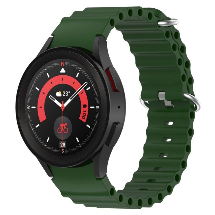 Ремешок Deexe Ocean Strap для Samsung Galaxy Watch 4 / 5 / 6 / 7 / FE (40mm) - Army Green: фото 5 из 7