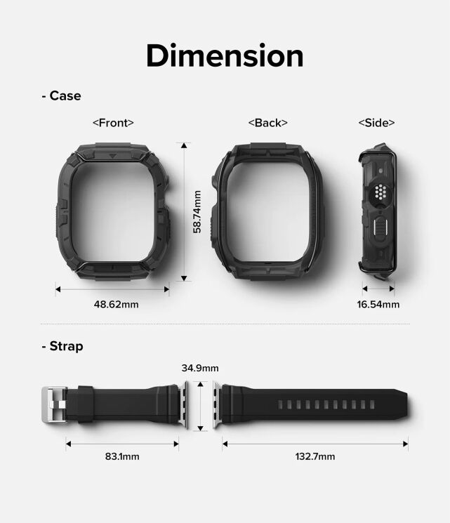 Ремінець RINGKE Fusion X Guard для Apple Watch Ultra / Ultra 2 / Ultra 3 (49mm) - Black: фото 13 з 15