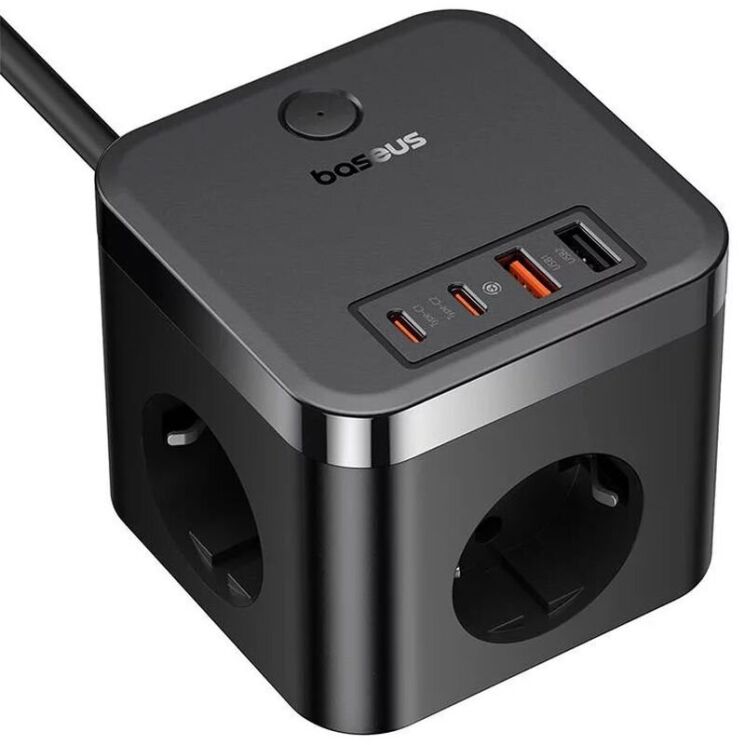 Сетевое зарядное устройство Baseus PowerCombo Cube 7-Ports Power Strip (30W) E00066400117-00 - Black: фото 3 из 19