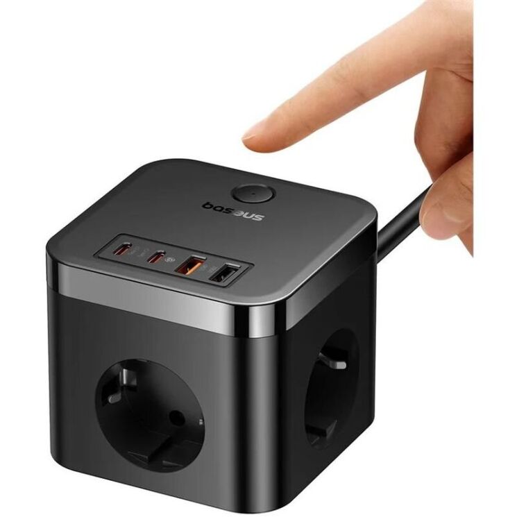Сетевое зарядное устройство Baseus PowerCombo Cube 7-Ports Power Strip (30W) E00066400117-00 - Black: фото 7 из 19