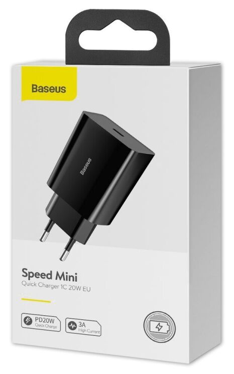 Мережевий зарядний пристрій Baseus Speed Mini Quick Charger 1C (20W) - Black: фото 5 з 5