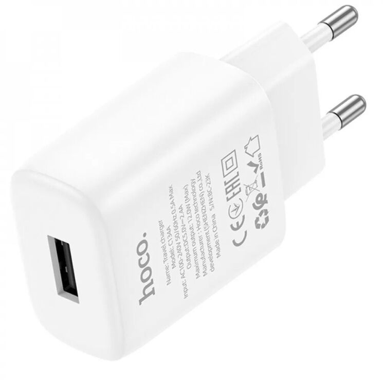 Сетевое зарядное устройство Hoco C134A (12W) - White: фото 1 из 7