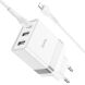 Сетевое зарядное устройство Hoco N21 Pro 2U+C (30W) + кабель Type-C to Lightning - White (960146W). Фото 3 из 9