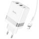 Сетевое зарядное устройство Hoco N21 Pro 2U+C (30W) + кабель Type-C to Lightning - White (960146W). Фото 2 из 9