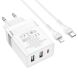 Сетевое зарядное устройство Hoco N21 Pro 2U+C (30W) + кабель Type-C to Lightning - White (960146W). Фото 5 из 9