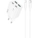 Сетевое зарядное устройство Hoco N55 20W 2C+2U + кабель Type-C to Lightning - White (960125W). Фото 1 из 6