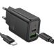 Сетевое зарядное устройство Hoco N63 PD30W + QC3.0 (USB + Type-C) + кабель Type-C to Type-C - Black (960202B). Фото 2 из 5