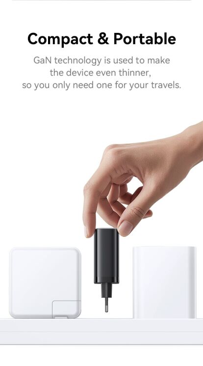 Мережевий зарядний пристрій USAMS US-CC296 GaN 30W (USB + Type-C) + кабель Type-C - White: фото 9 з 16