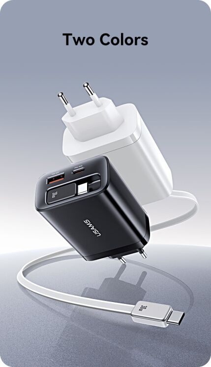 Мережевий зарядний пристрій USAMS US-CC296 GaN 30W (USB + Type-C) + кабель Type-C - White: фото 14 з 16